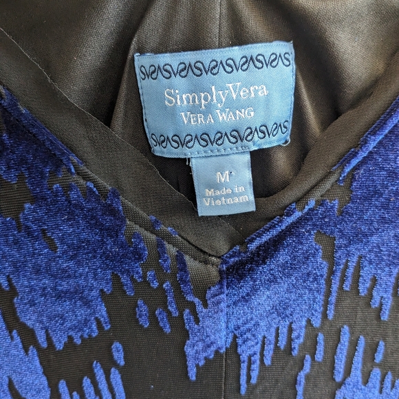 SIMPLY VERA WANG NWT Women's Size Medium BLUE VELVET & BLACK Festival DRESS - Picture 7 of 10
